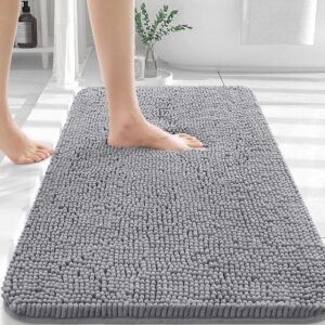 Olanly Grey Chenille Bath Rug 30x20